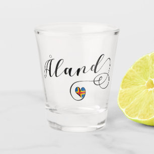 Åland Heart Flag, Aland Islands, Finnland Schnapsglas