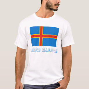 Aland Insel-Flagge mit Namen T-Shirt