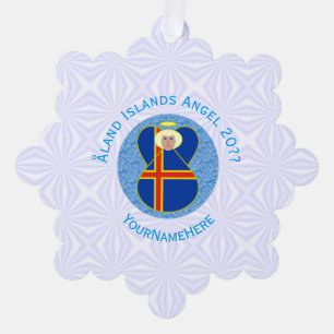 Åland-Inseln Flagge Engel Personalisiert Ornament Karte