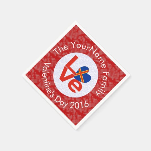 Åland-Inseln Flaggen Herz Rote Liebe Serviette (Ecke)