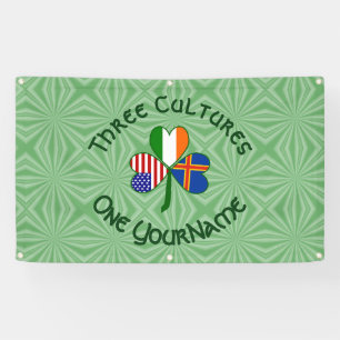 Åland-Inseln Irland USA Shamrock Personalisiert  Banner