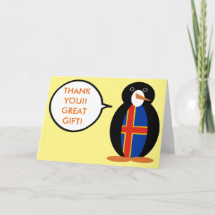 Åland-Inseln Talking Ms Penguin Personalisiert  Dankeskarte