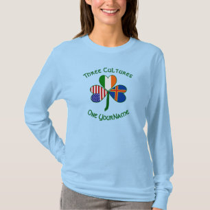Åland-Inseln USA Irland-Flaggen Shamrock Persönlic T-Shirt
