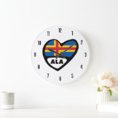 Åland Islands Country Code ALA Flag Herz Große Wanduhr (Zuhause)
