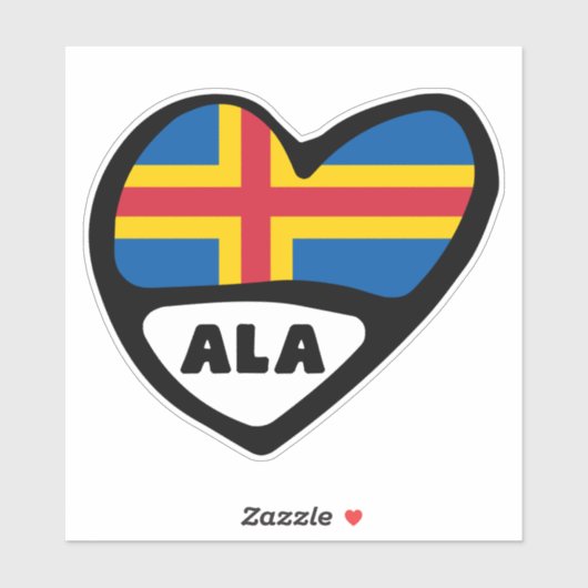 Åland Islands Country Code Flag Heart, ALA Aufkleber (Blatt)