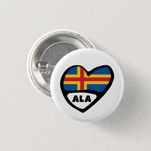 Åland Islands Country Code Flag Heart Pin Badge Button (Vorne & Hinten)