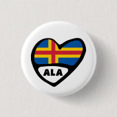 Åland Islands Country Code Flag Heart Pin Badge Button (Vorderseite)