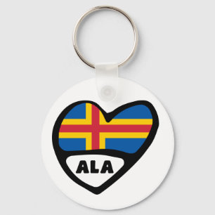 Åland Islands Country Code Flag Herzstück Keyring Schlüsselanhänger