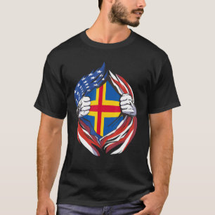 Aland Islands Flag American Stolz auf meine Åland  T-Shirt