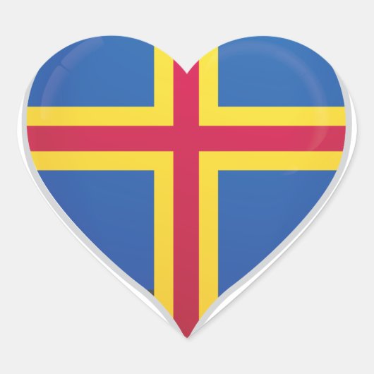 Aland Islands Liebe Flag Herzensticker Herz-Aufkleber (Vorderseite)