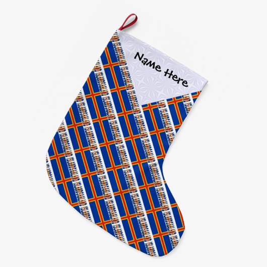 Ålander Åland Islands Flag Personalisiert gefieber Großer Weihnachtsstrumpf (Vorderansicht (hängend))