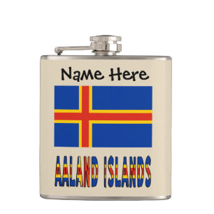 Ålander-Flagge der Ashland-Inseln Personalisiert Flachmann