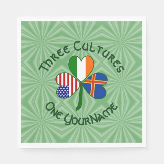 Ålander Irish American Flags Kleeblatt Paper Napki Serviette (Vorderseite)