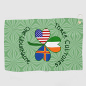Ålander Irish American Flags Kleeblatt Personalisi Golfhandtuch (Horizontal)