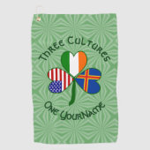 Ålander Irish American Flags Kleeblatt Personalisi Golfhandtuch (Vorderseite)