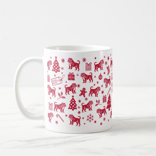 Alapaha Blue Blood Bulldog Weihnachtsdesign Kaffeetasse (Links)