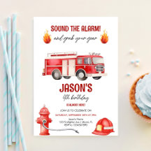 Alarm auslösen Feuerwehrwagen Jungen 4. Geburtstag