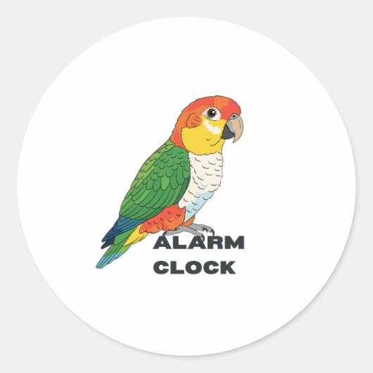 Alarm Clock Sun Conure – Loud Parrot Design Runder Aufkleber (Vorderseite)