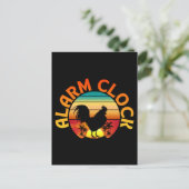 ALARM CLOCK VINTAG MORNING ROOSTER CHICKEN POSTKARTE (Stehend Vorderseite)