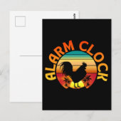 ALARM CLOCK VINTAG MORNING ROOSTER CHICKEN POSTKARTE (Vorne/Hinten)