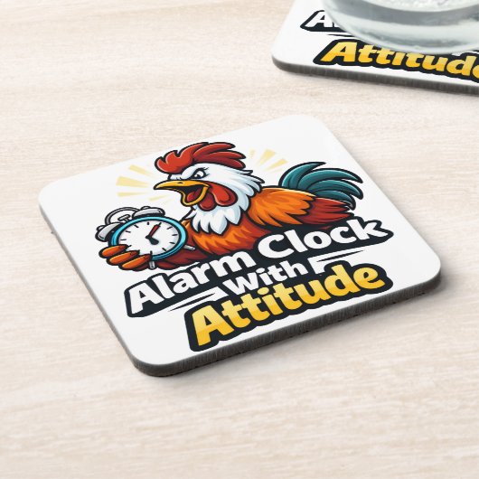 Alarm clock with attitude, roaster quote. getränkeuntersetzer (Linke Seite)