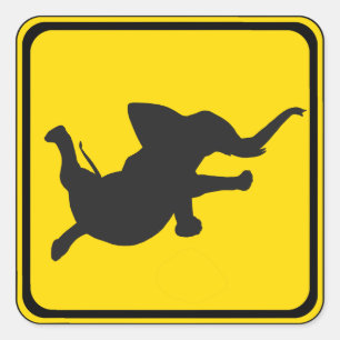 Alarm: Tanzender Elefant Xing! Quadratischer Aufkleber