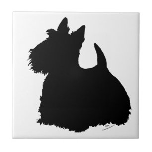 Alarmierende Silhouette eines Scottish Terriers Fliese