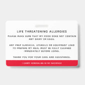 Alarmmeldung für die Kinderidentifizierung - Notfa Ausweis (Rückseite)