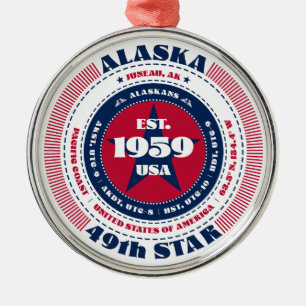 Alaska 49. State Weihnachtsbaumanhänger Ornament Aus Metall