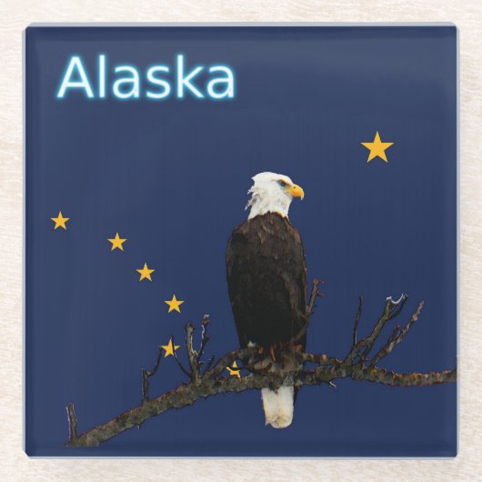 Alaska Adler und Fahne Glasuntersetzer (Vorderseite)