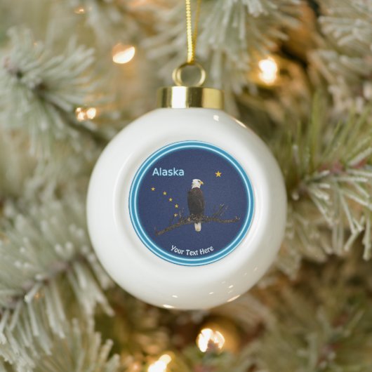 Alaska Adler und Fahne Keramik Kugel-Ornament (Baum)
