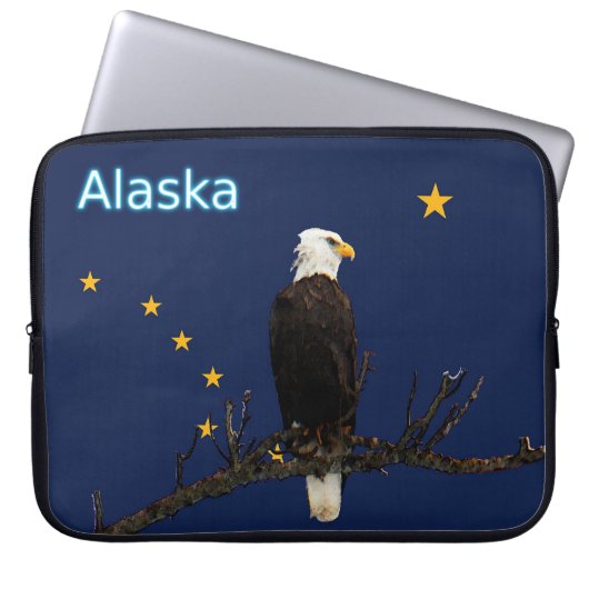 Alaska Adler und Fahne Laptopschutzhülle (Vorderseite)