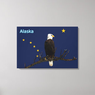 Alaska Adler und Fahne Leinwanddruck