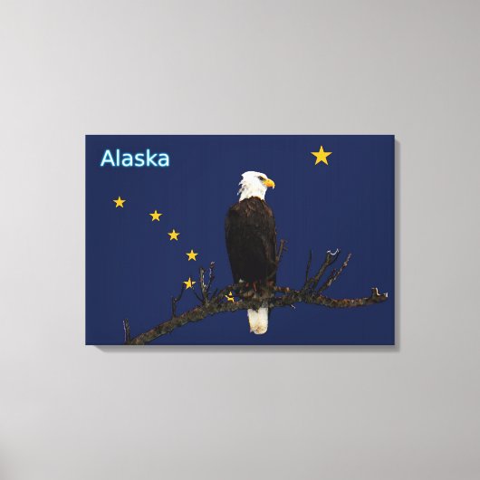 Alaska Adler und Fahne Leinwanddruck (Vorderseite)