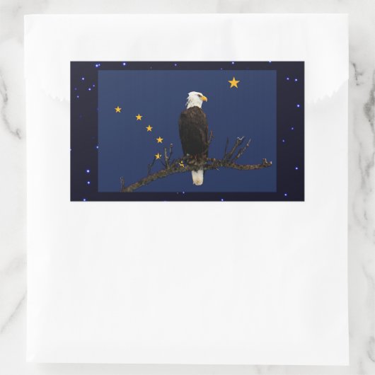 Alaska Adler und Fahne Rechteckiger Aufkleber (Tasche)