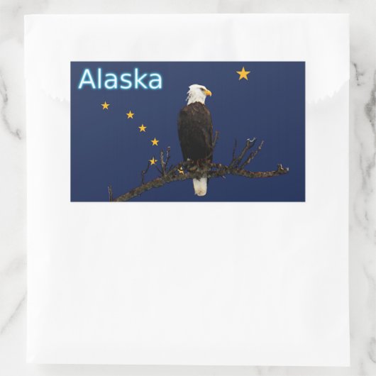 Alaska Adler und Fahne Rechteckiger Aufkleber (Tasche)