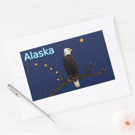 Alaska Adler und Fahne Rechteckiger Aufkleber (Umschlag)
