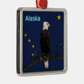 Alaska Adler und Fahne Silbernes Ornament (Rechts)