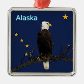 Alaska Adler und Fahne Silbernes Ornament (Vorne)