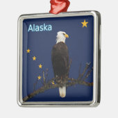 Alaska Adler und Fahne Silbernes Ornament (Links)
