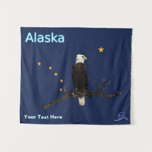 Alaska Adler und Fahne Wandteppich