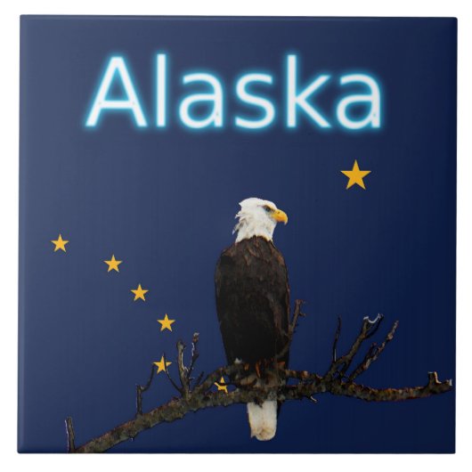 Alaska Adler Und Flagge Fliese (Vorderseite)