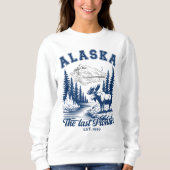 Alaska Adventure Landscape with Moose Sweatshirt (Vorderseite)