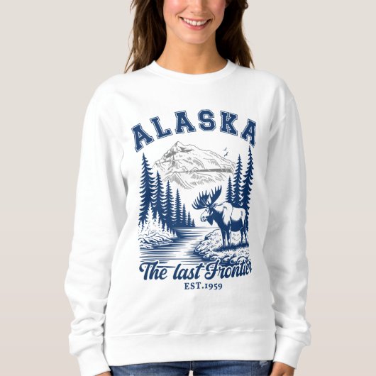 Alaska Adventure Landscape with Moose Sweatshirt (Vorderseite)