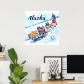 Alaska (AK) Ein Schlittenhundeteam - Travel Poster (Heimbüro)