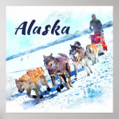 Alaska (AK) Ein Schlittenhundeteam - Travel Poster (Vorne)