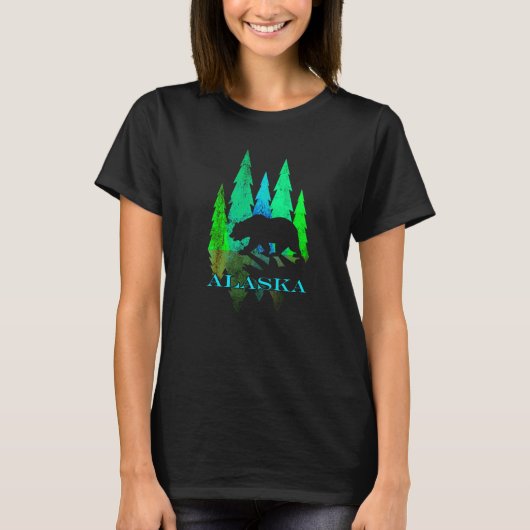 Alaska Alaskan Northern Light Trees with Bären T-Shirt (Vorderseite)