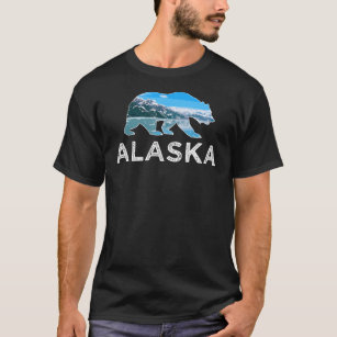 Alaska - Alaskan Northern Light Trees with Bear T-Shirt