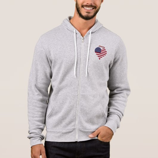 Alaska American Flag Herz Hoodie (Vorderseite)