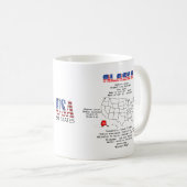 Alaska American Staat auf der Karte und nützliche Kaffeetasse (VorderseiteRechts)